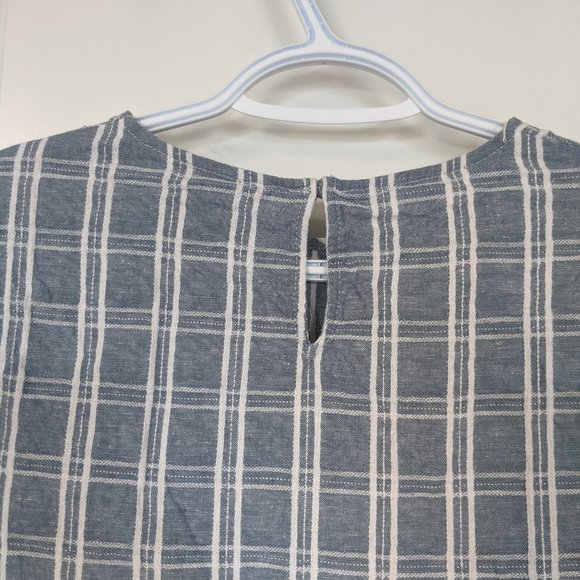 Linen Window-Pane Print Boxy Shirt - Picture 7 of 10